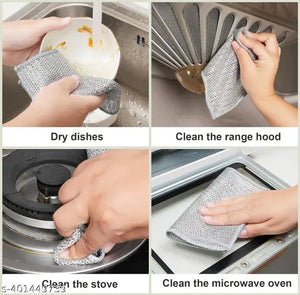 Kitchen Towel Multipurpose Wire Dishwashing Scrubber for Wet and Dry(4 piece)